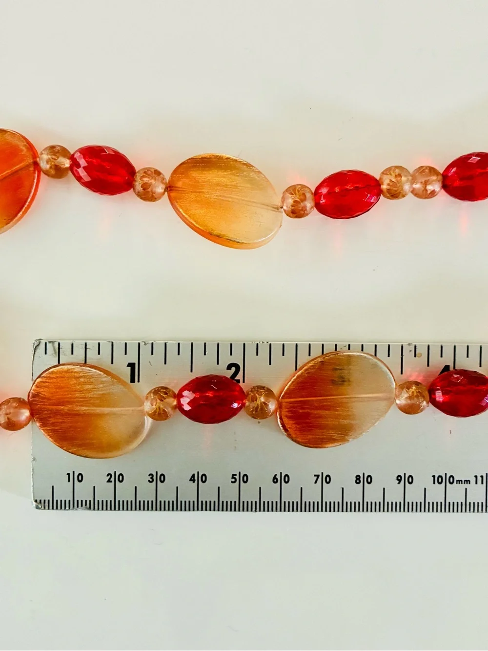 Summer Pop of Color Gradient Orange & Red Beaded Over The Head Necklace Easy EUC